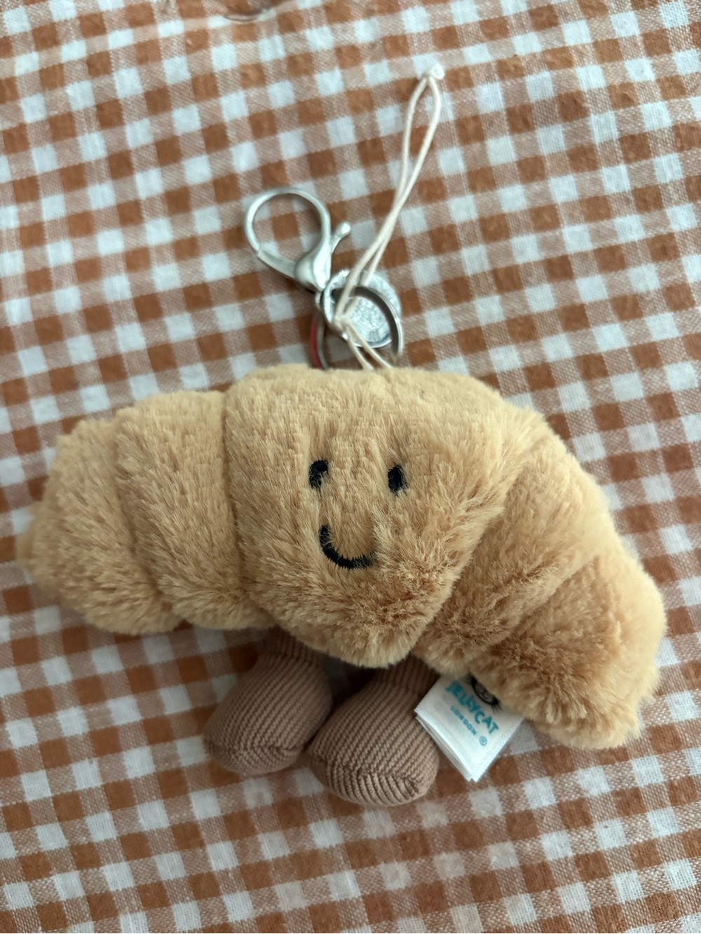 Jelly Cat Cute Croissant Plush Keychain - Light Brown